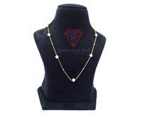 18K Gold Plated Pearl Handmade Beaded Chain Necklace