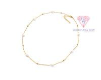 18K Gold Plated Pearl Handmade Beaded Chain Necklace