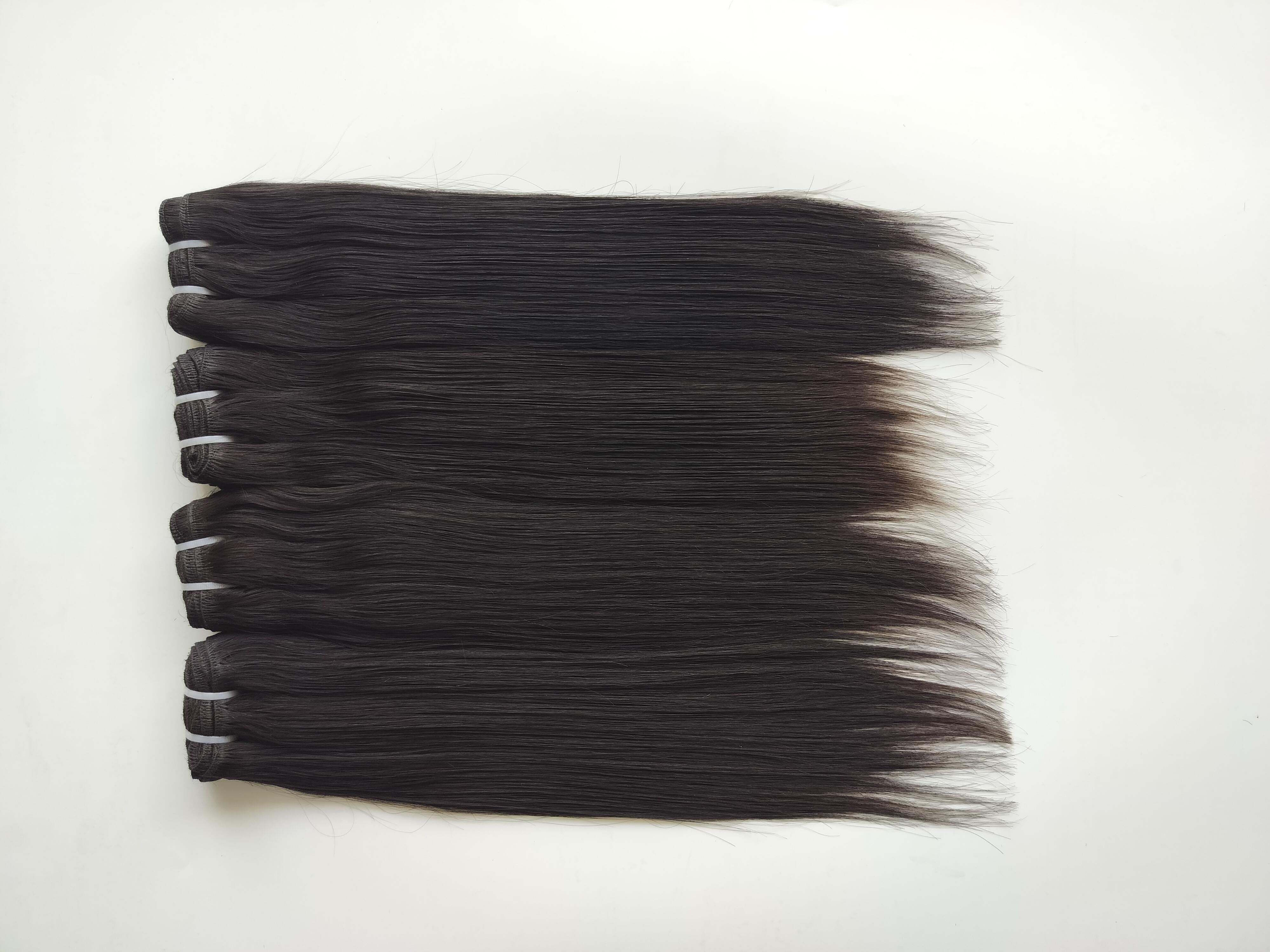 Raw Natural Black Straight Unprocessed Human Hair Weft Extensions Remi Hair