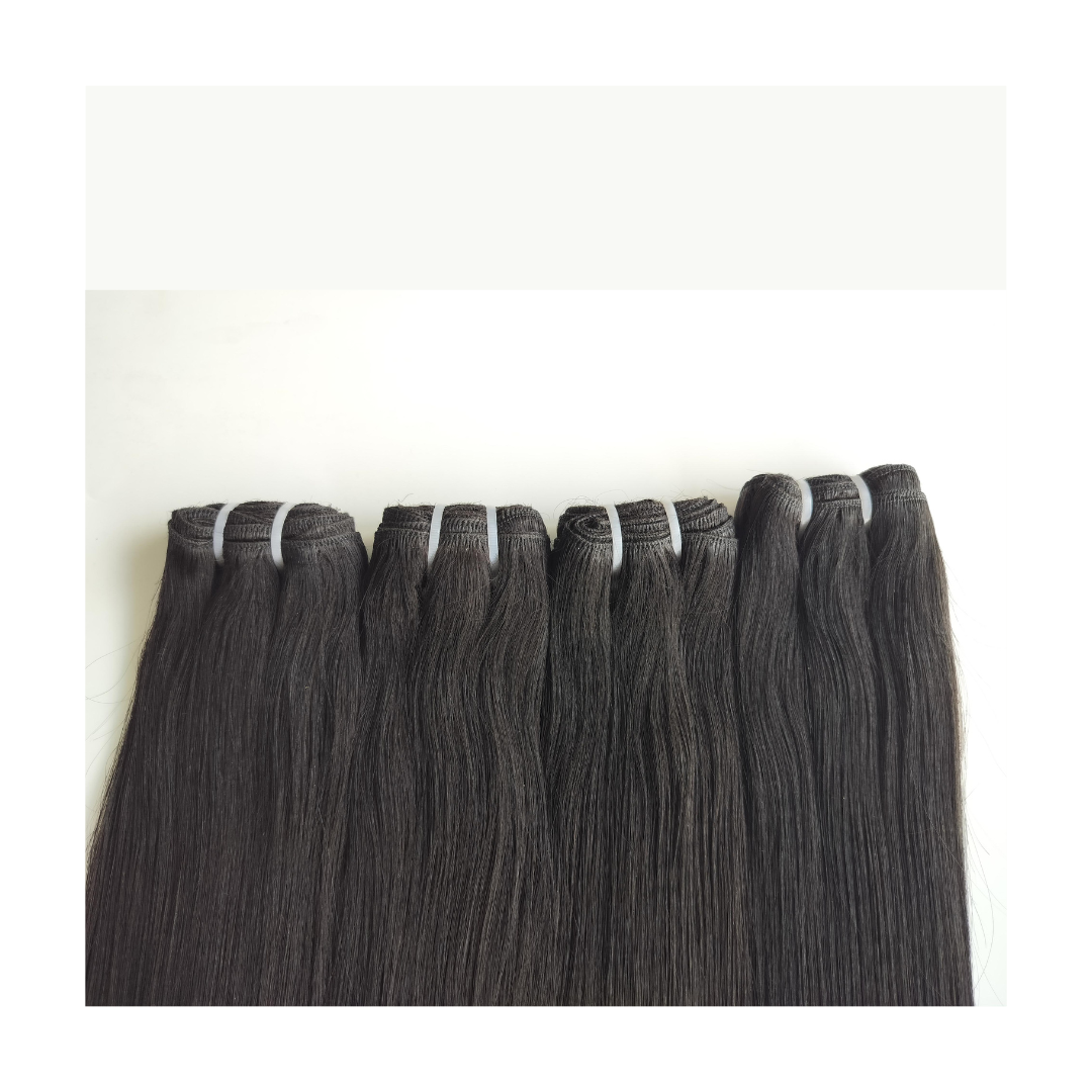 Raw Natural Black Straight Unprocessed Human Hair Weft Extensions Remi Hair