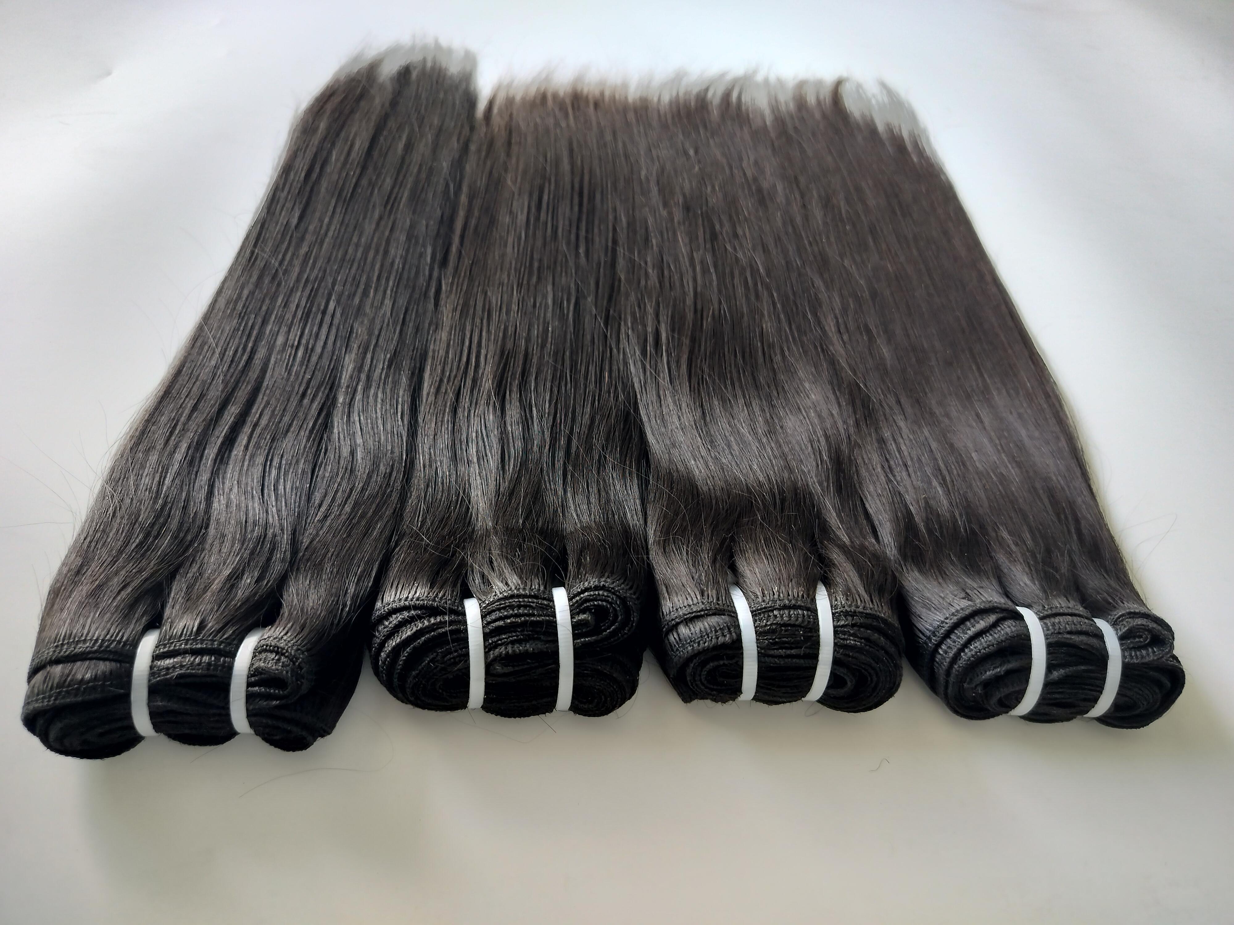 Raw Natural Black Straight Unprocessed Human Hair Weft Extensions Remi Hair