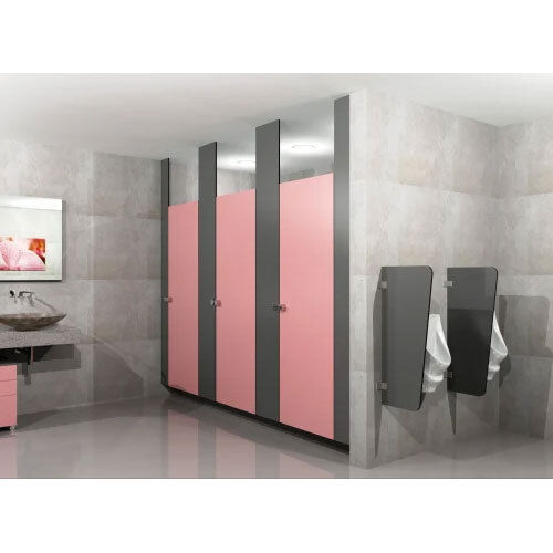 Toilet Cubicle - Ceiling Hung Type - Color: Gray & Pink