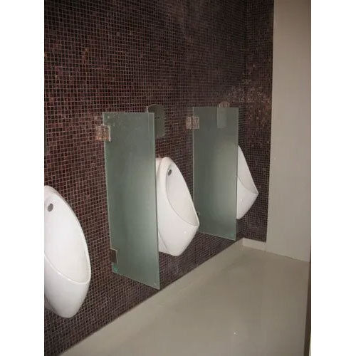 Glass Urinal Partition - Straight Shape - Finish: Satin