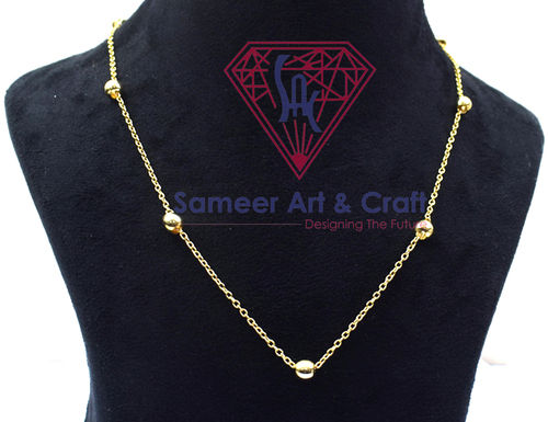 Brass Gold Plated Handmade Beaded Chain Necklace