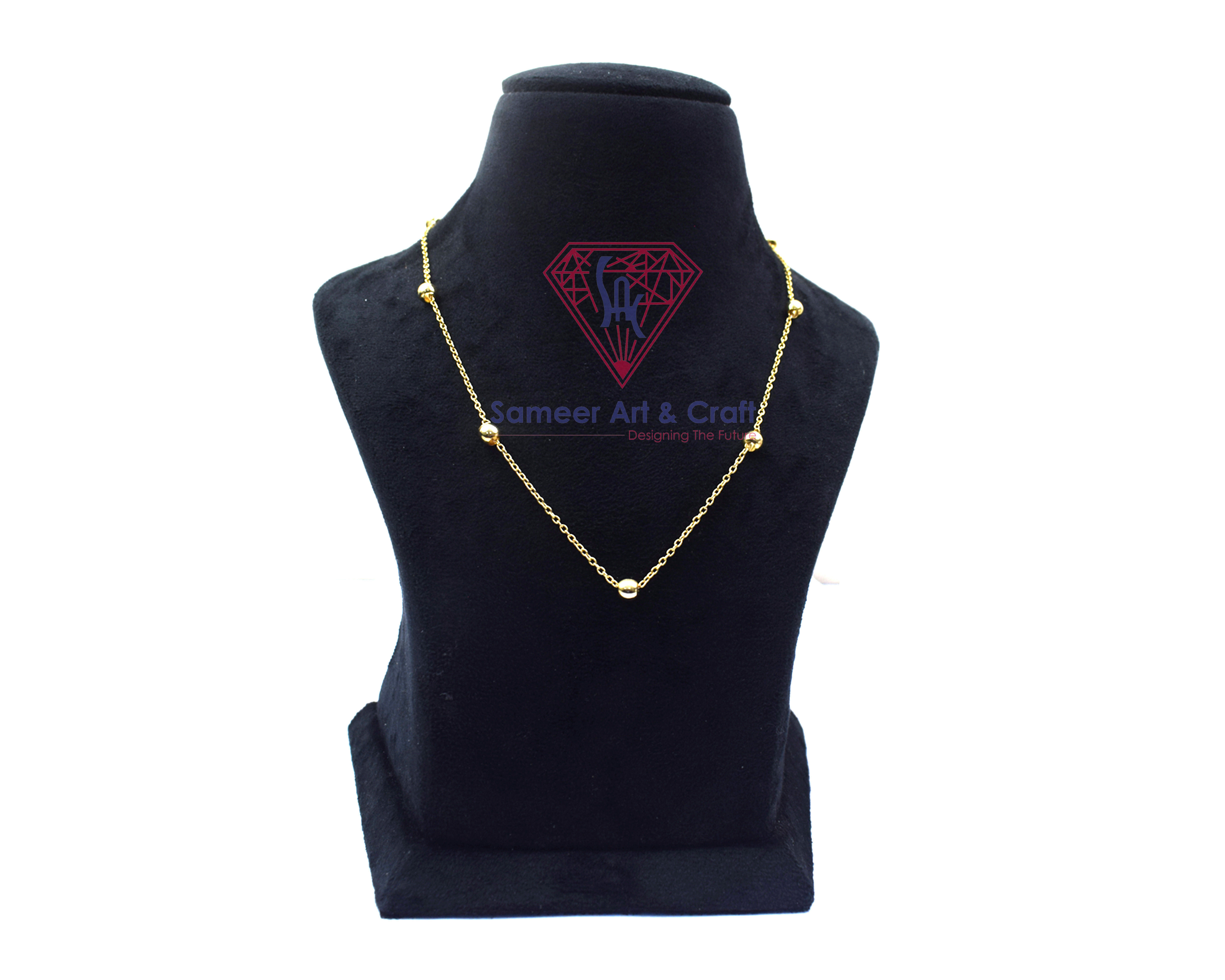 Brass Gold Plated Handmade Beaded Chain Necklace