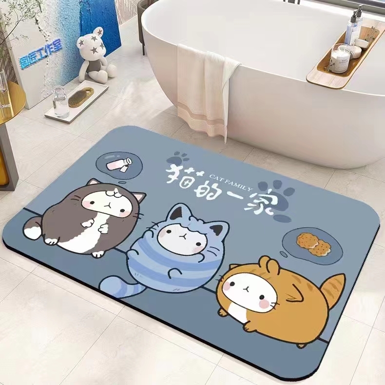Non-Slip Diatomite Bath Mat Anti-Slip Super Absorbent Door Mud Mat