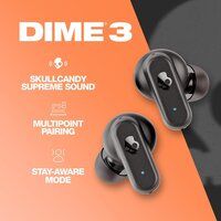 Skullcandy Dime 3 in-Ear Wireless Earbuds,Multipoint Pairing, 20 Hr Battery, Microphone- Black