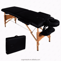 Massage Spa Table Portable Foldable Tattoo Bed Carry Bag 250Kg Load Capacity(2-Section Wooden)