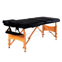 Portable Folding Lightweight Foam Padding Leather Cover Massage Bed with Carrying Bag (Black)