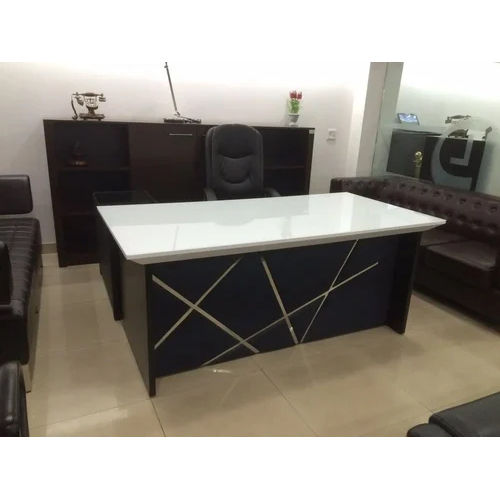 Modern Reception Counter Table - Color: White & Brown