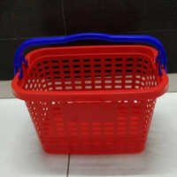 10ltr Plastic Shopping Basket - High-quality Plastic, 10l Capacity, Bright Red Color, Square Shape, Easy To Clean, Washable, With Handle