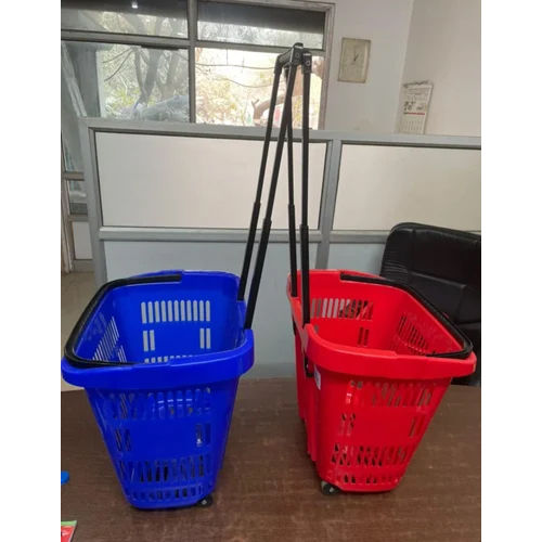 Plastic Shopping Basket - Color: Blue & Red