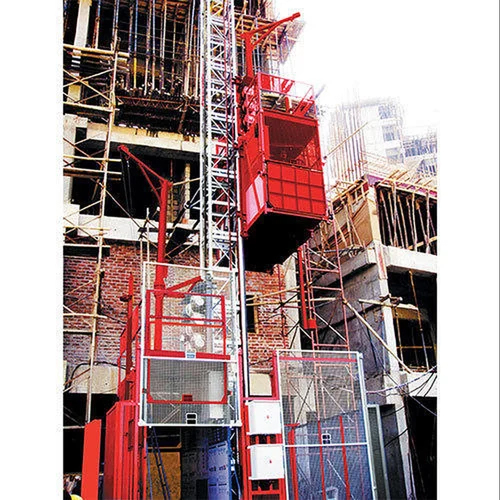 2 Ton Passenger Cum Material Hoist - Color: Red