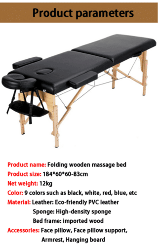 Massage Bed Table Portable Foldable Wooden for Spa Tattoo Parlor (2-Section Wooden)