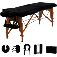Folding Massage Table 84'' Professional Massage Bed 2 Fold Lash Bed With Head-& Armrest, Black - Color: Multicolor