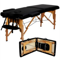 Folding Massage Table 84'' Professional Massage Bed 2 Fold Lash Bed with Head-& Armrest, Black