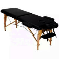 Portable 2 Fold Massage Reiki Facial Table Bed (Black) Carrying Bag & Headrest, Armrests (Black)