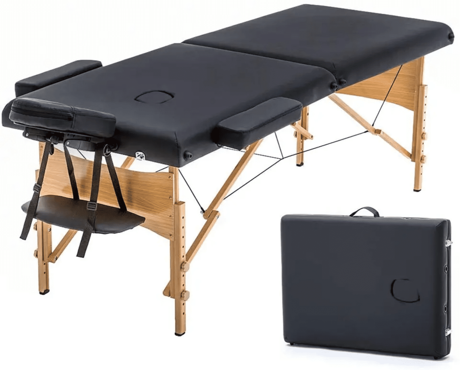 Wood Black Portable Massage Bed Foldable, For Spa, 12 kg