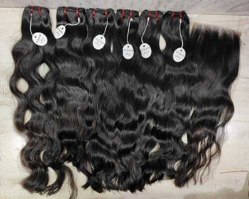 Raw Wavy Hair Extensions - Color: Natural