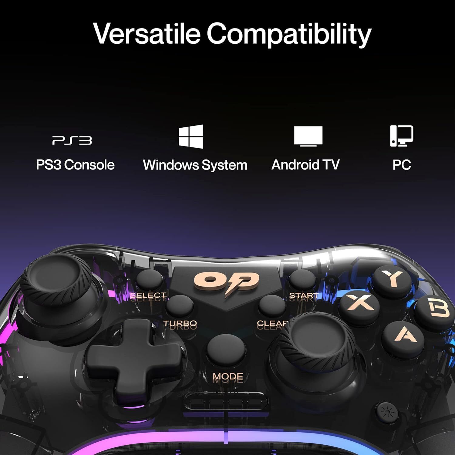 Ambrane Wireless Gaming Controller with Transparent Design, PS3 Console (OP-WLGC01, Black)