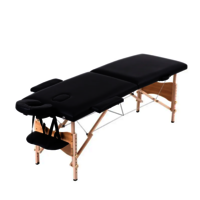 Portable Tattoo Bed With Adjustable Headrest Wooden Massage Table With Carry Case - Color: Multicolor