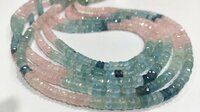 Natural Multi Aquamarine Morganite Rondelle Faceted 4to6mm Beads Strand 9.5''long