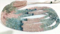 Natural Multi Aquamarine Morganite Rondelle Faceted 4to6mm Beads Strand 9.5''long