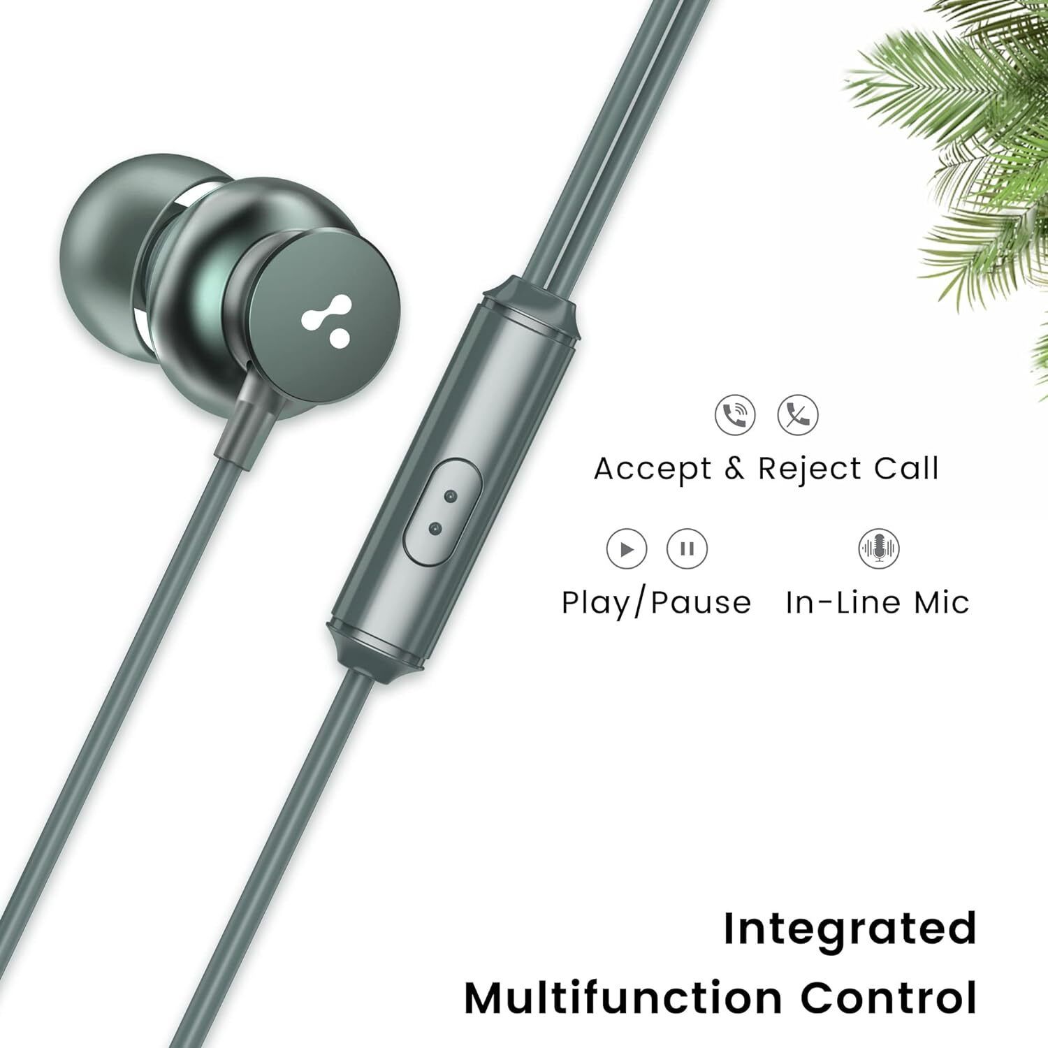 Ambrane Stringz 38 Wired Earphones with Mic, Comfort in-Ear Fit, 3.5mm Jack (Green)