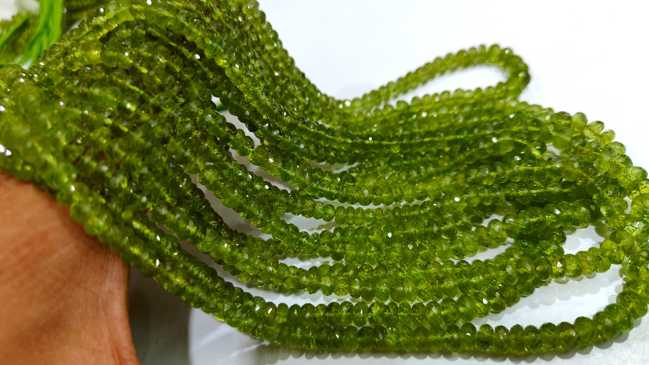 Natural Peridot Rondelle Faceted 5-6mm Beads Sold Per Strand 8''Long