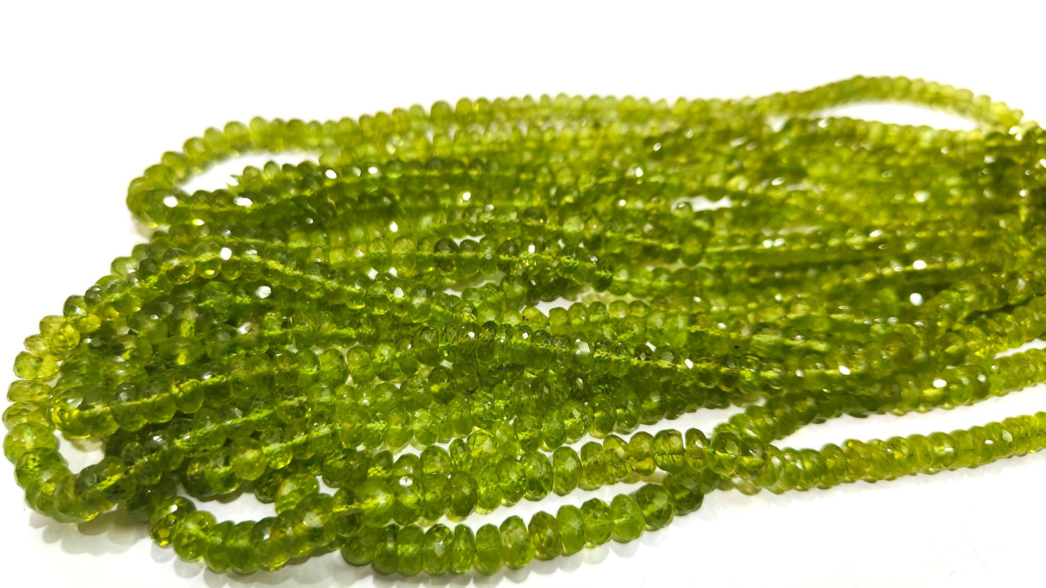 Natural Peridot Rondelle Faceted 5-6mm Beads Sold Per Strand 8''Long