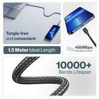 Fast Charging Type C to Type C Cable for Smartphones, Tablets, Laptops, etc, 480Mbps Data Sync