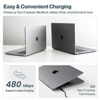 Fast Charging Type C to Type C Cable for Smartphones, Tablets, Laptops, etc, 480Mbps Data Sync