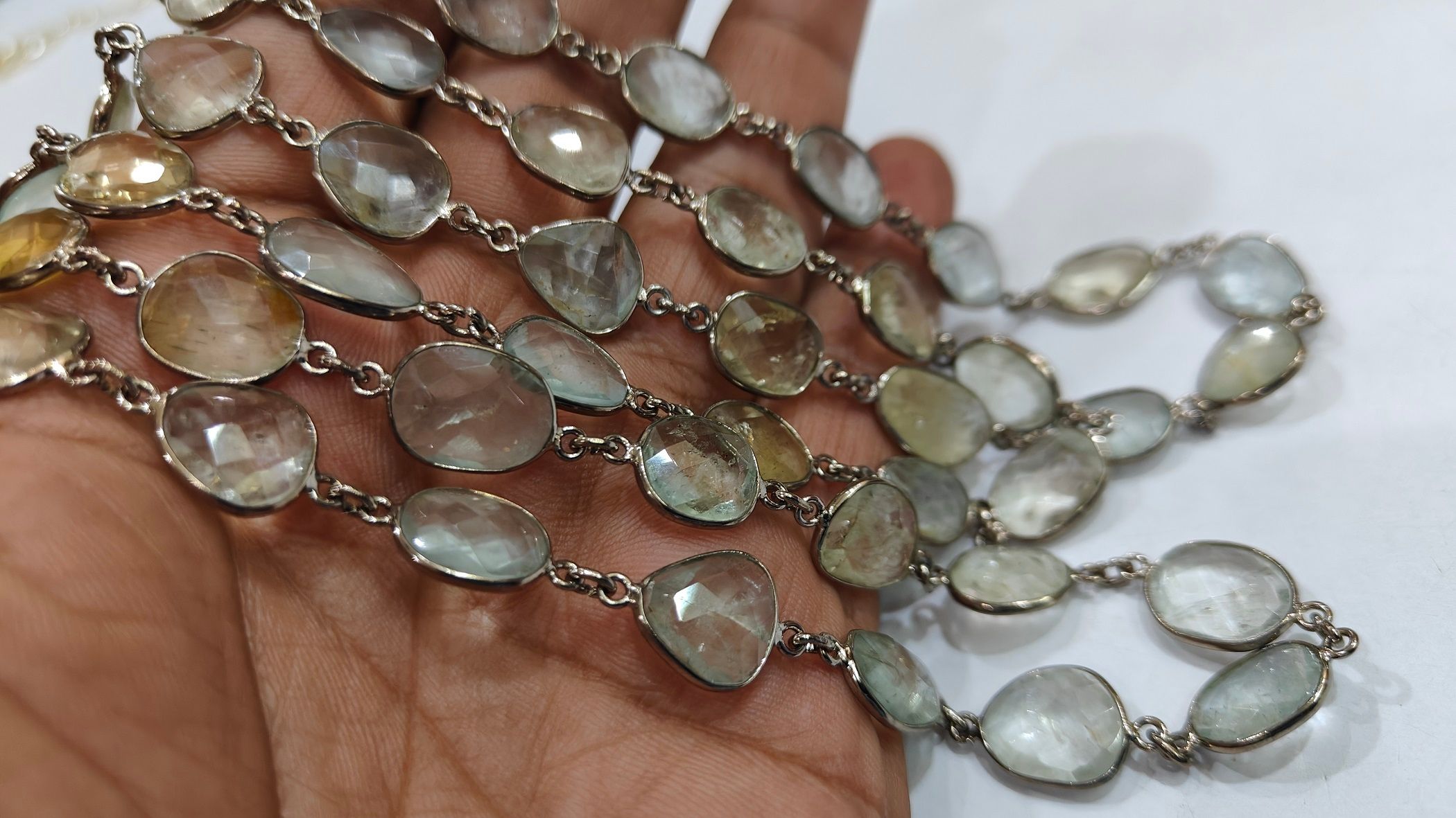 Natural Multi Aquamarine Connector Chain Free Shape12 to15mm sold per Feet