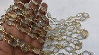 Natural Multi Aquamarine Connector Chain Free Shape12 to15mm sold per Feet