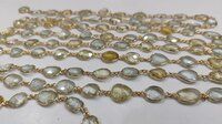 Natural Multi Aquamarine Connector Chain Free Shape12 to15mm sold per Feet