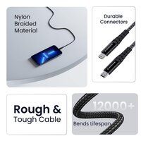 Type-C to Lightning Cable, 22.5W Fast Charging, Data Sync Cable Compatible with iPhone (Black)