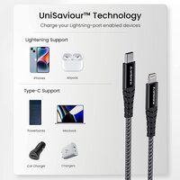 Type-C to Lightning Cable, 22.5W Fast Charging, Data Sync Cable Compatible with iPhone (Black)