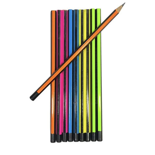 Hexagon Pencil Neon Colour & Black With Depping