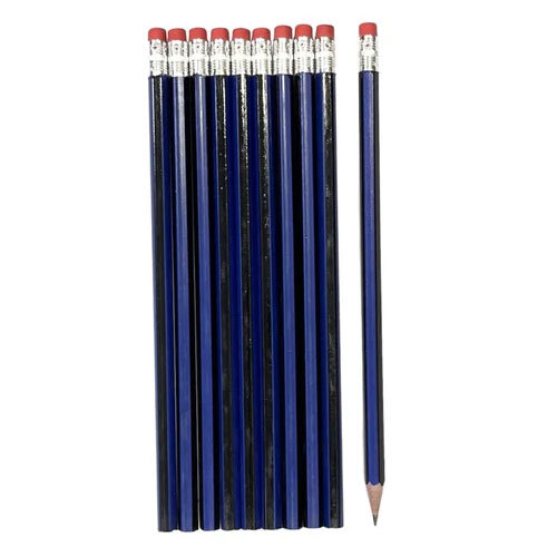 Hexagon Rubber Tip Pencils - Blue & Black