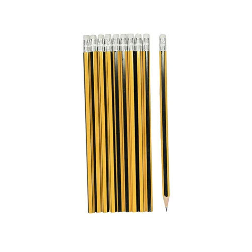 Hexagon Rubber Tip Pencils - Yellow & Black