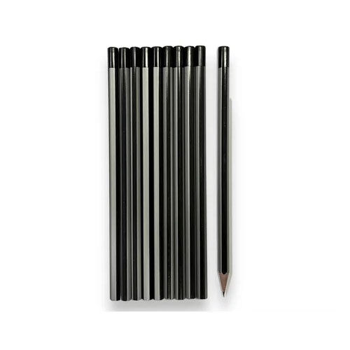 Hexagon Silver & Black Pencils With Depping