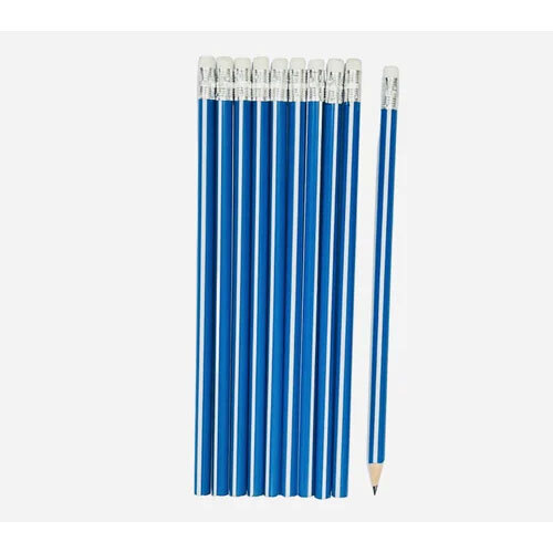 Triangular Rubber Tip Pencils - Blue & White