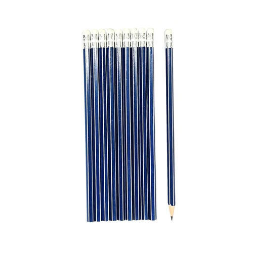 Hexagon Rubber Tip Pencils - Blue & White