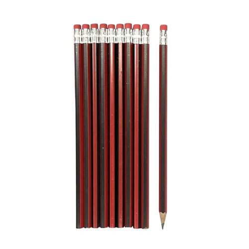 Hexagon Rubber Tip Pencils - Red & Black