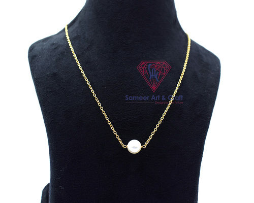 18K Gold Filled Pearl Handmade Round Shape Chain Necklace