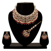 Wedding Indian Jewelry |wedding Collection |bridal Reverse Ad Necklace |kundan Choker| Floral Bridal Necklace| Gift For Her - Color: Red
