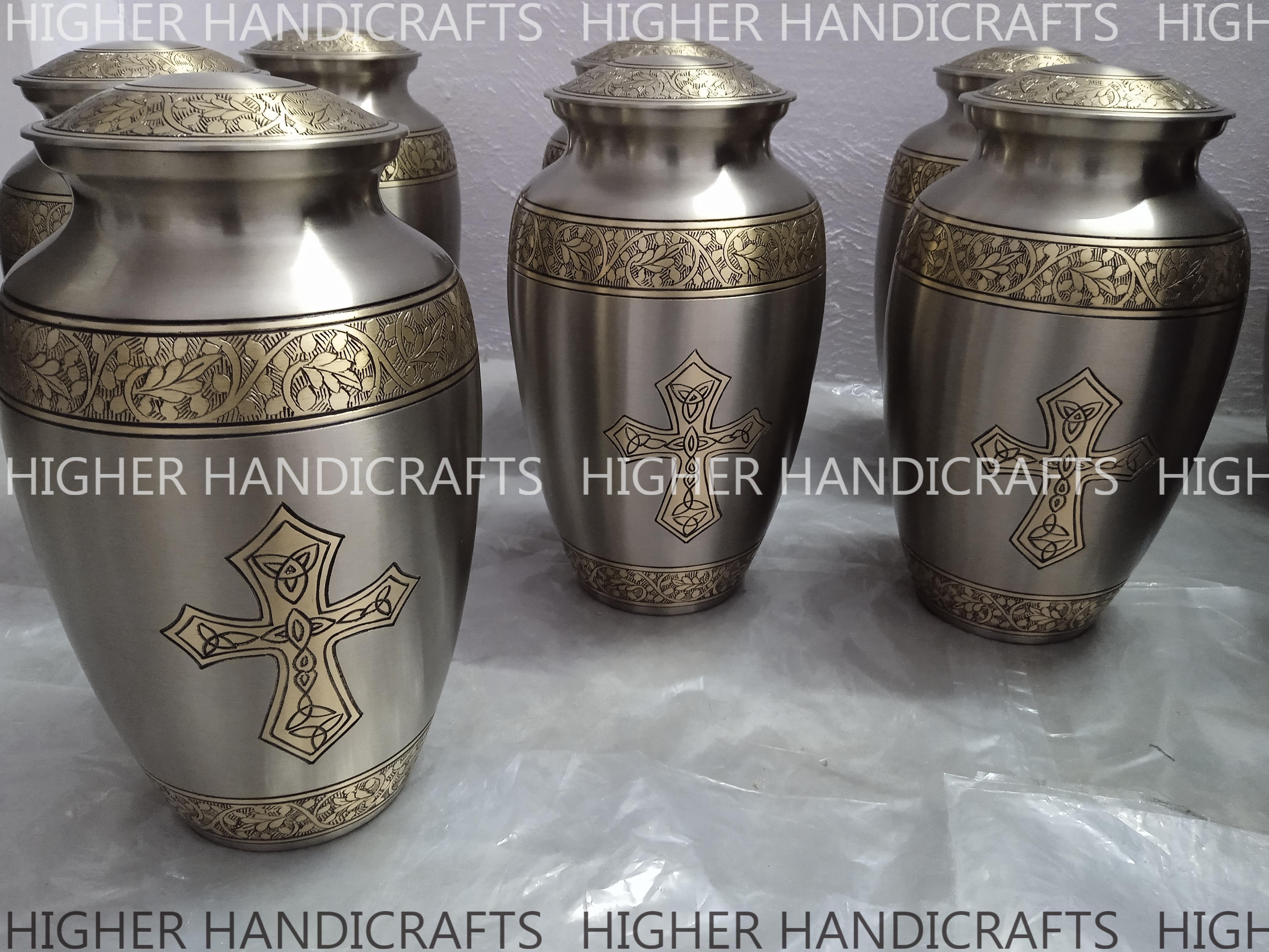 Classic Brass Adult Cremation Urn for Ashes-Pewter Finish Funeral Human Urns Supplies