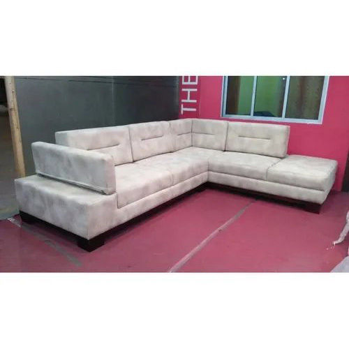 White Leather L Shape Sofa Set