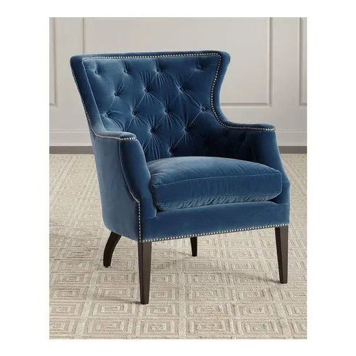 Modern Wooden Navy Blue Sofa Chair