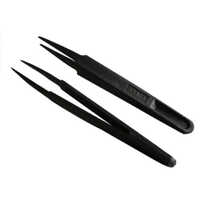 Esd Plastic Tweezers - High-quality Plastic, Various Sizes, Sleek Black Color | Manual Detection, Esd Feature For Delicate Electronics